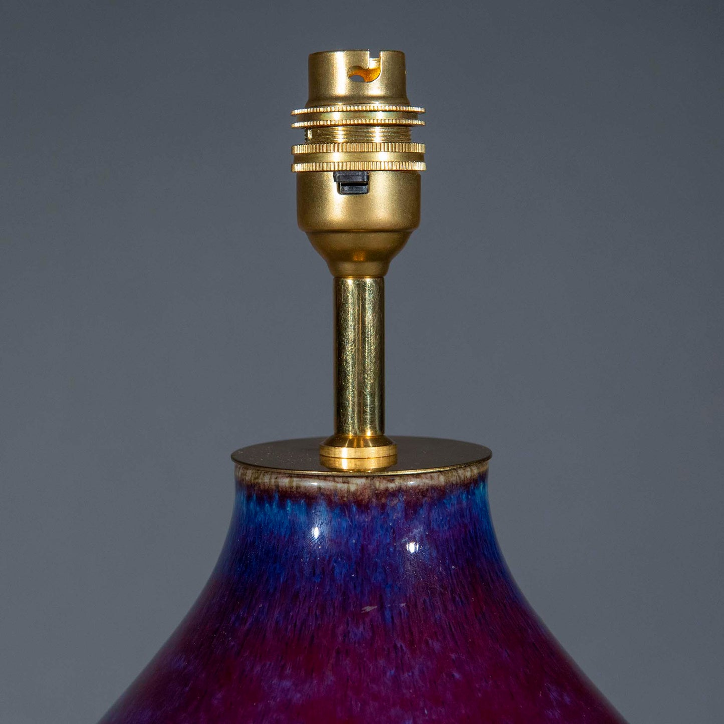 Massive Chinese Flambe Glazed Double Gourd Vase Lamp