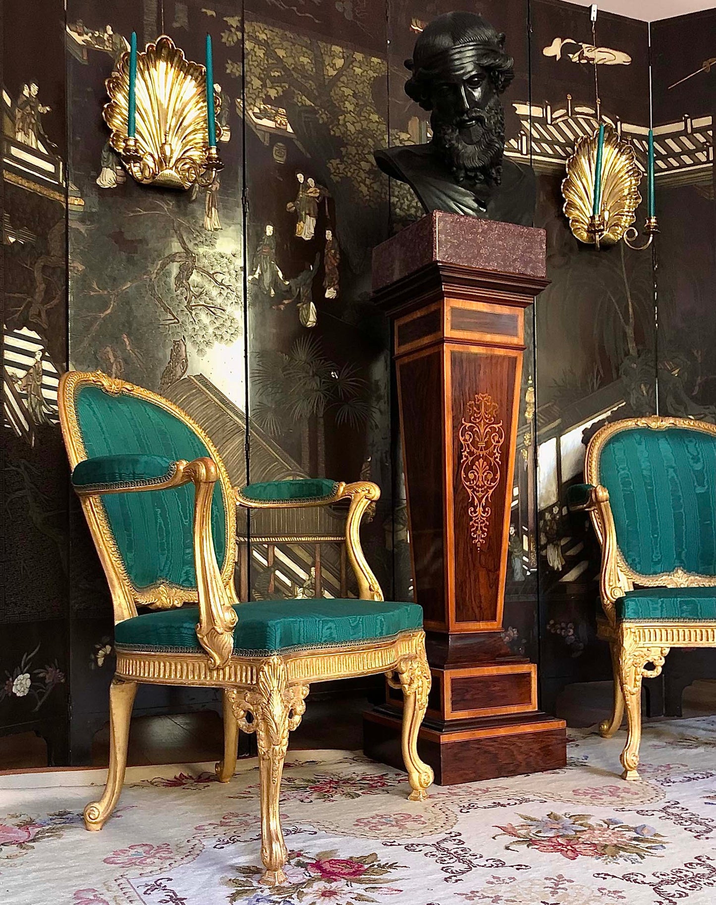 Pair of Scallop Shell Gilt Brass Wall Lights