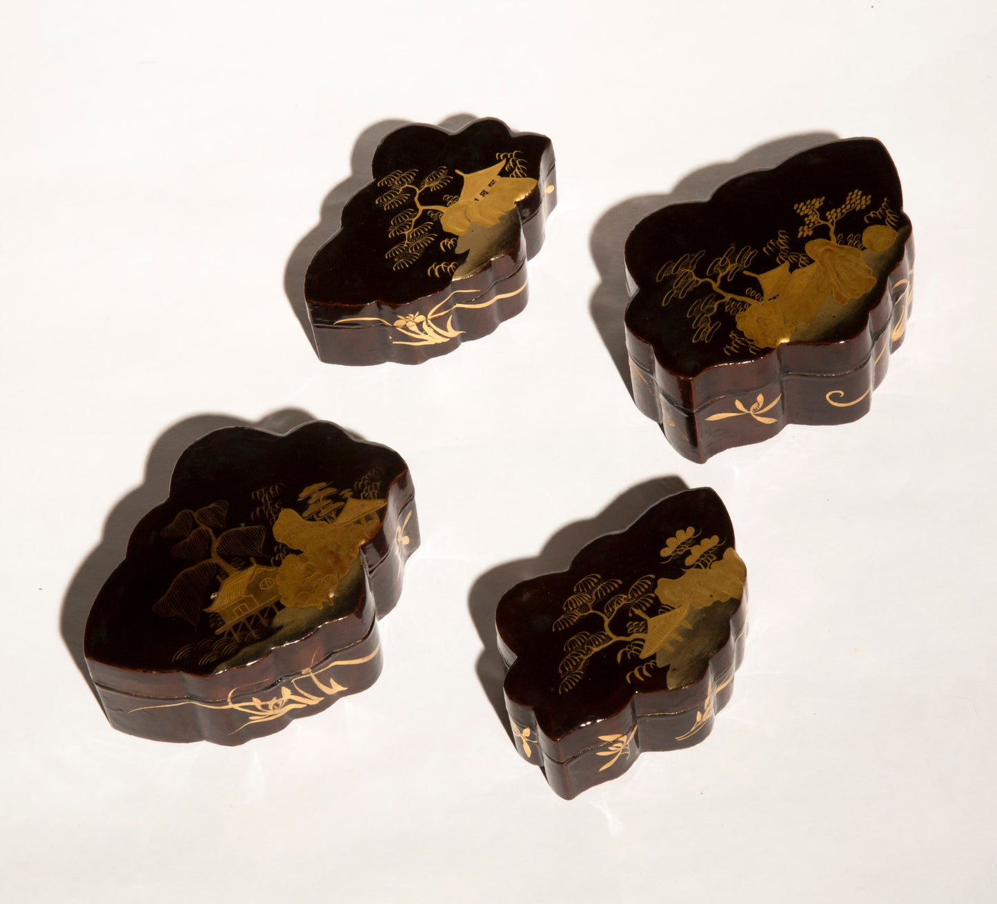 Set of Four Antique Japanese Lacquer Jewellery Boxes