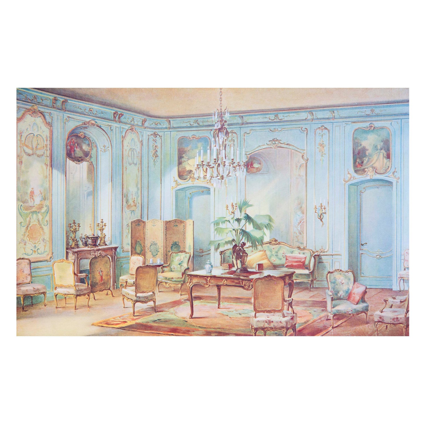 Set of Eight Antique French Interior Decor Prints