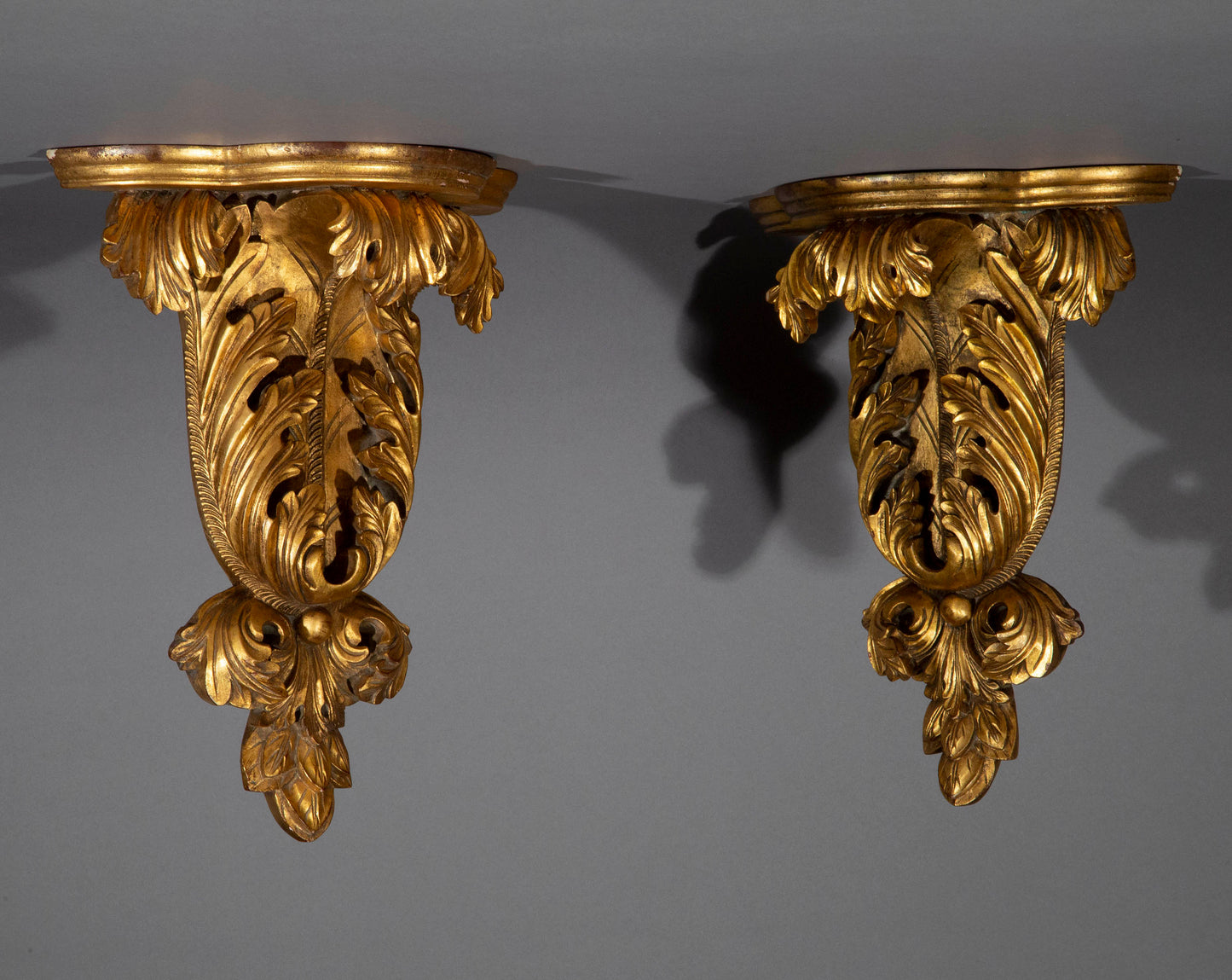 Large Pair of Giltwood Acanthus Wall Brackets