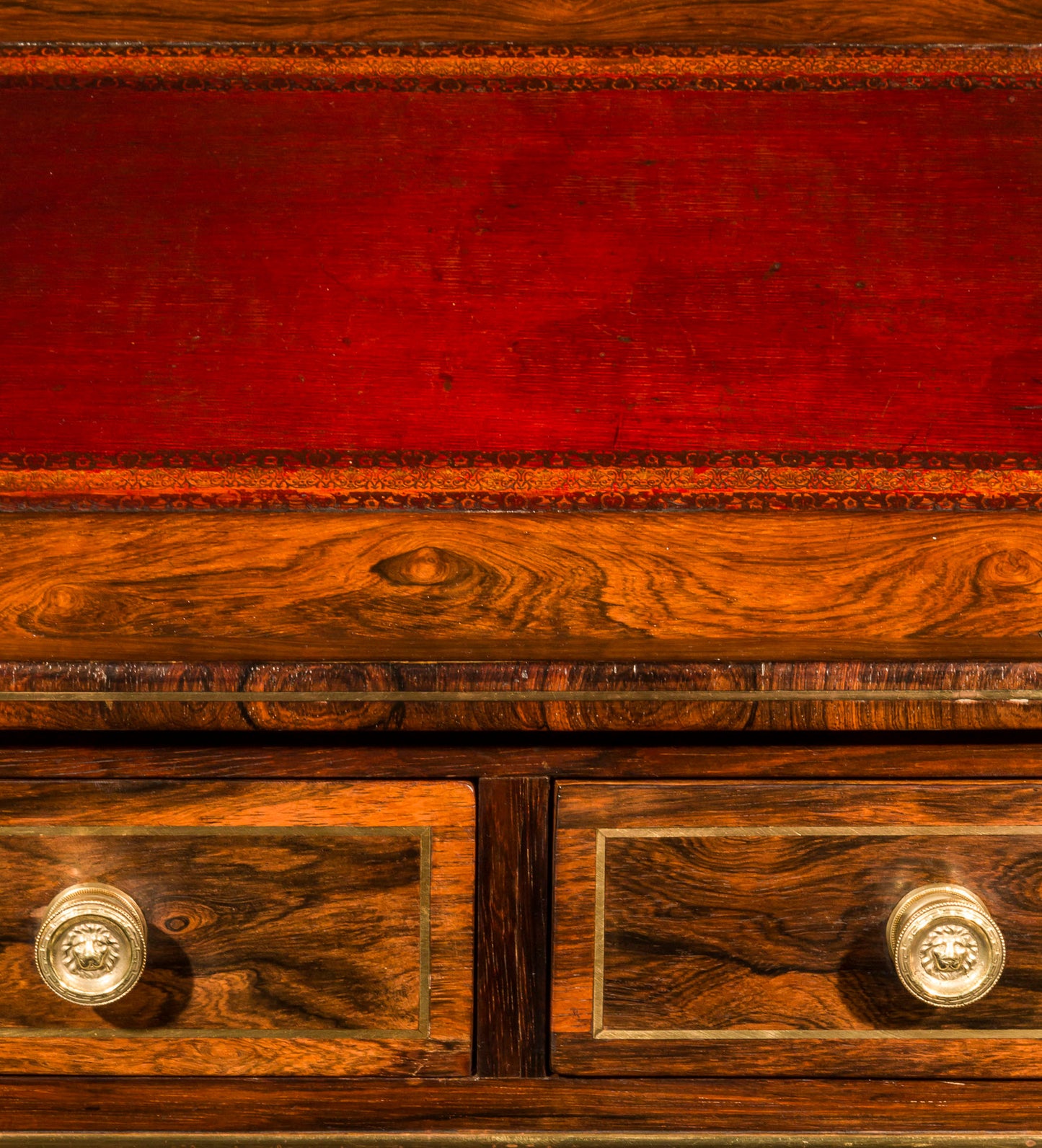 Regency Rosewood Brass Inlaid Carlton House Desk