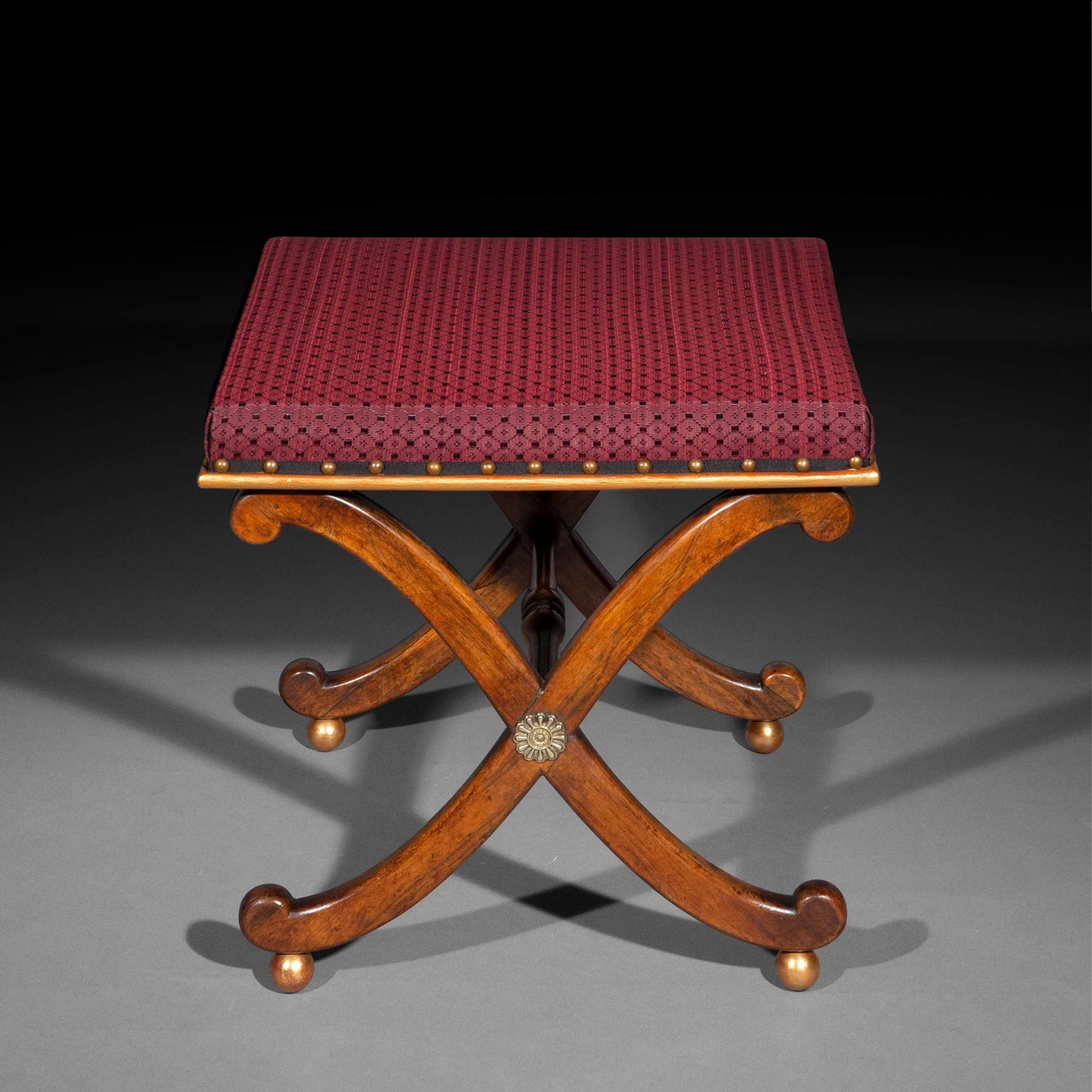 Regency Parcel-Gilt X-Frame Stool with Brass Mounts