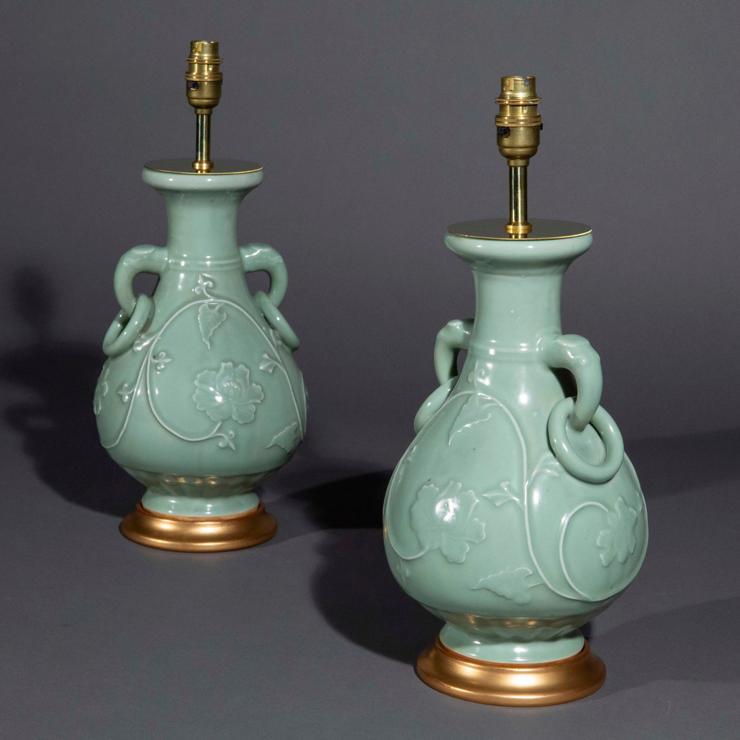 Pair of Chinese Celadon Longquan Vases as Lamps