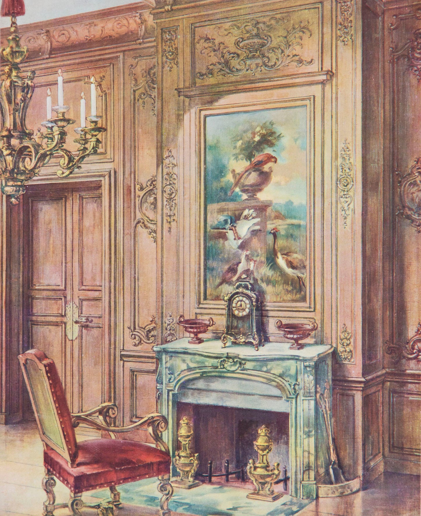 Six Antique French Interior Decor Prints