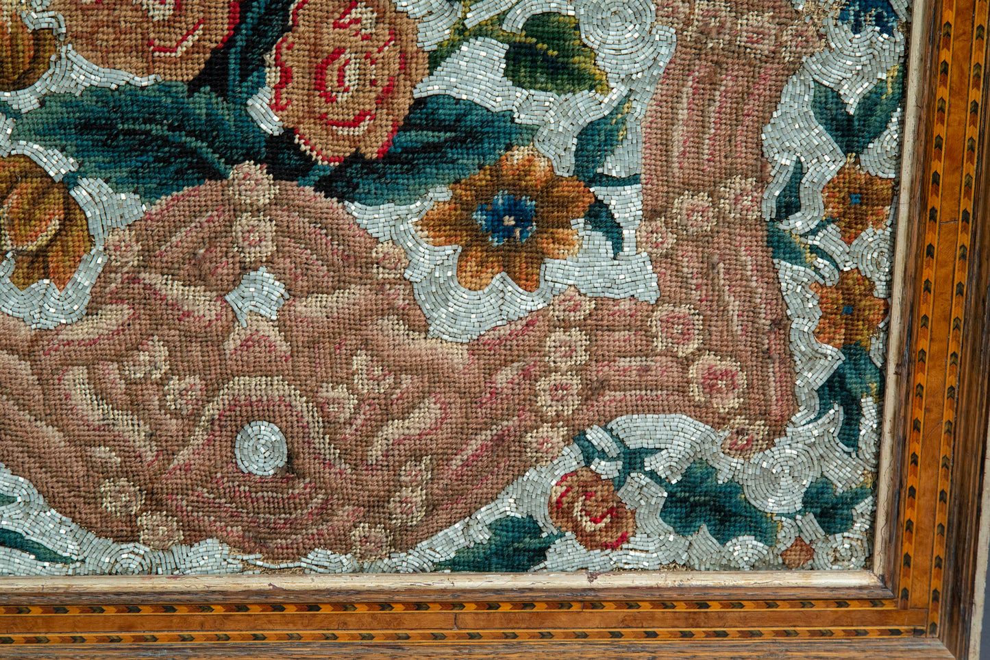 Antique Beadwork Tapestry Picture