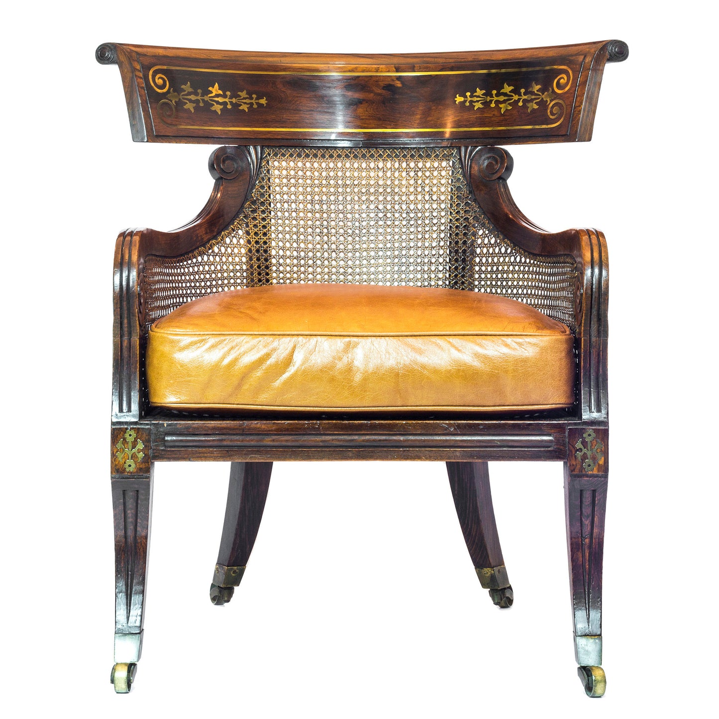 Fine Regency Simulated Rosewood Bergere Armchair