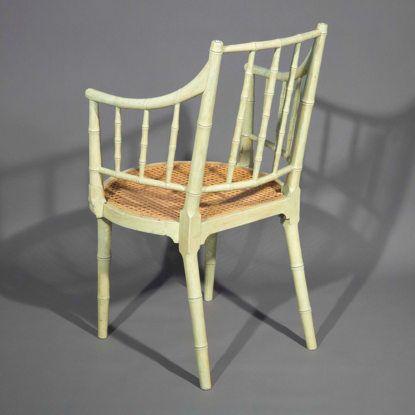George III Painted Faux Bamboo Armchair