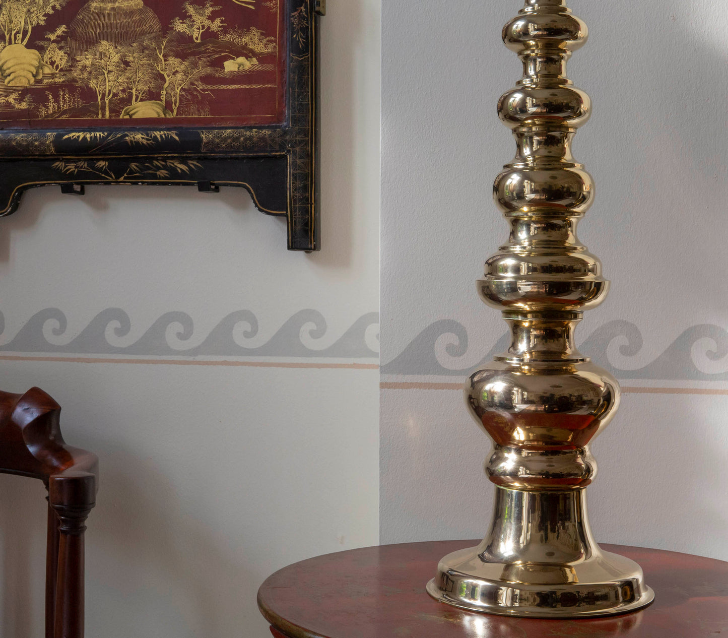 Pair of Large Midcentury Polished Bronze Lamps