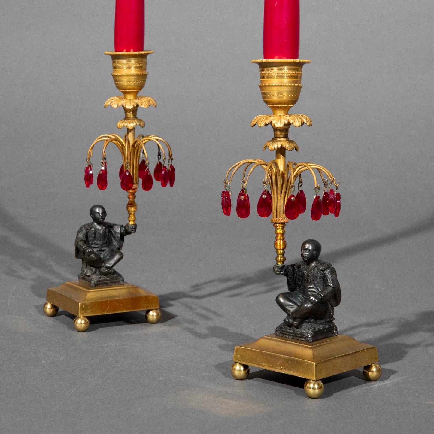 Pair of Early 19th Century Chinoiserie Candlesticks