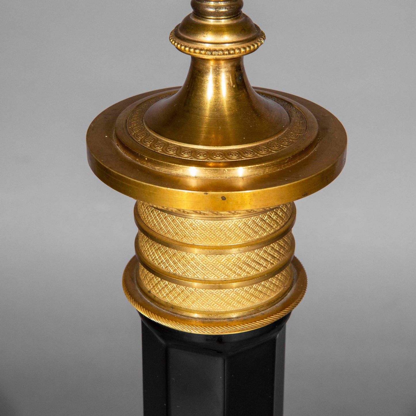 Tall 19th Century Black Glass Lamp