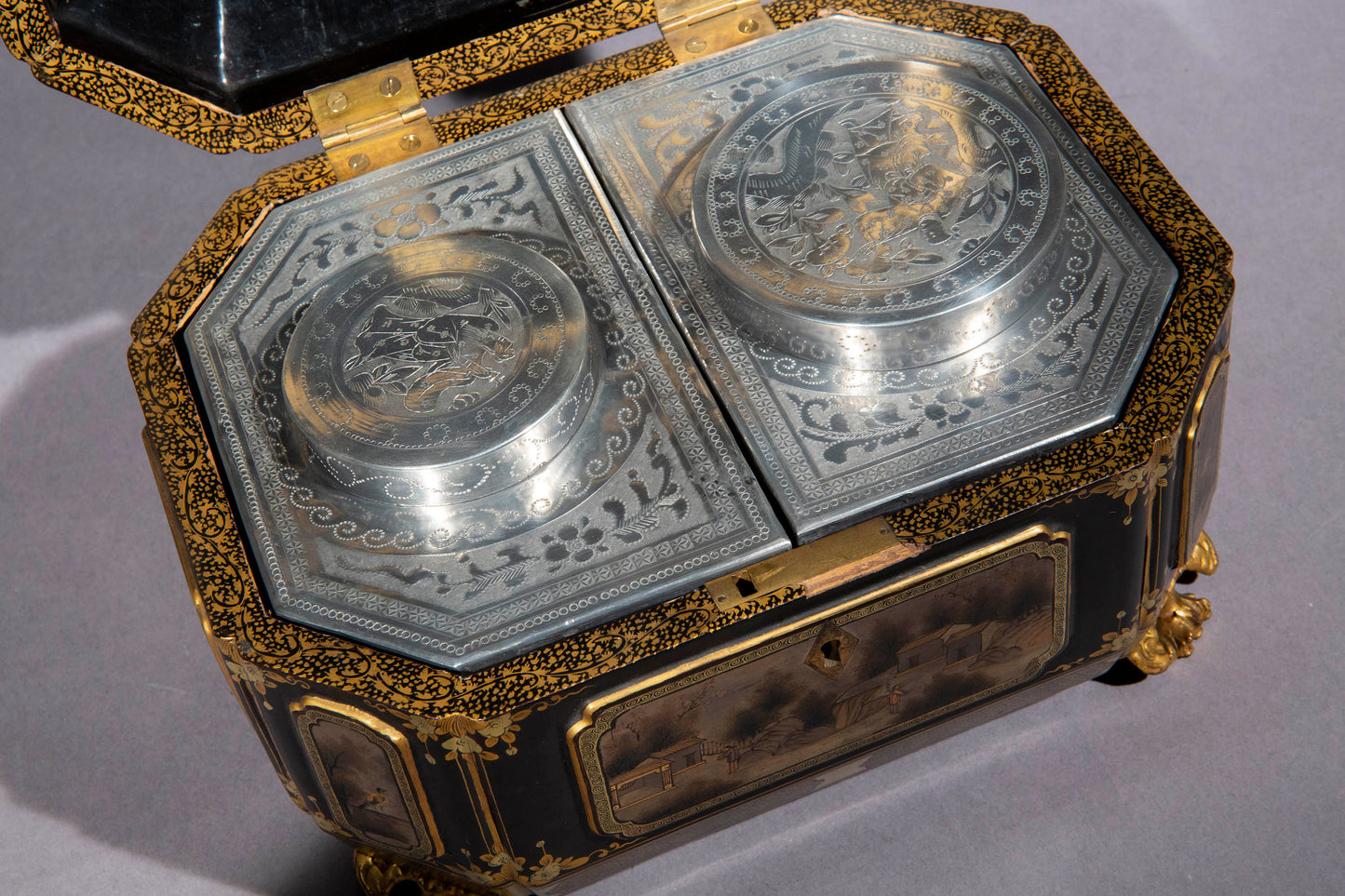 19th Century Chinese Export Lacquer Tea Caddy