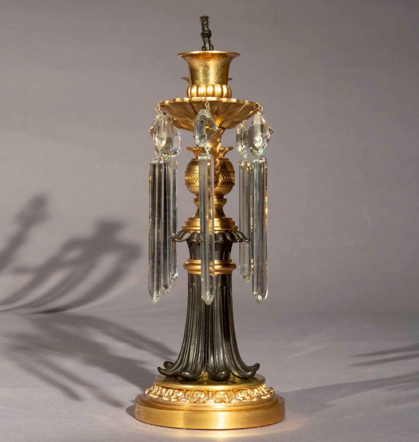Pair of Regency Ormolu and Patinated Bronze Candelabra