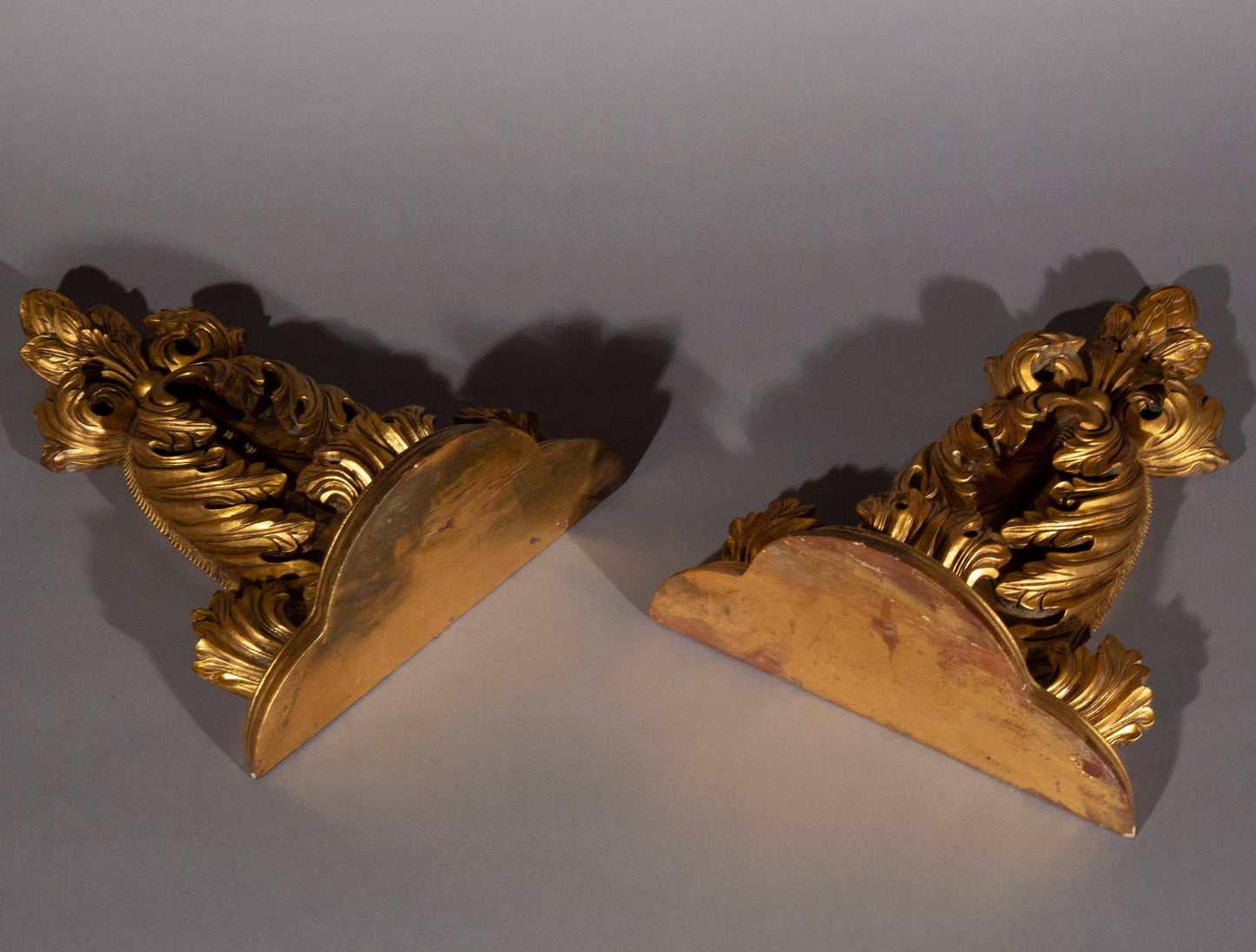 Large Pair of Giltwood Acanthus Wall Brackets