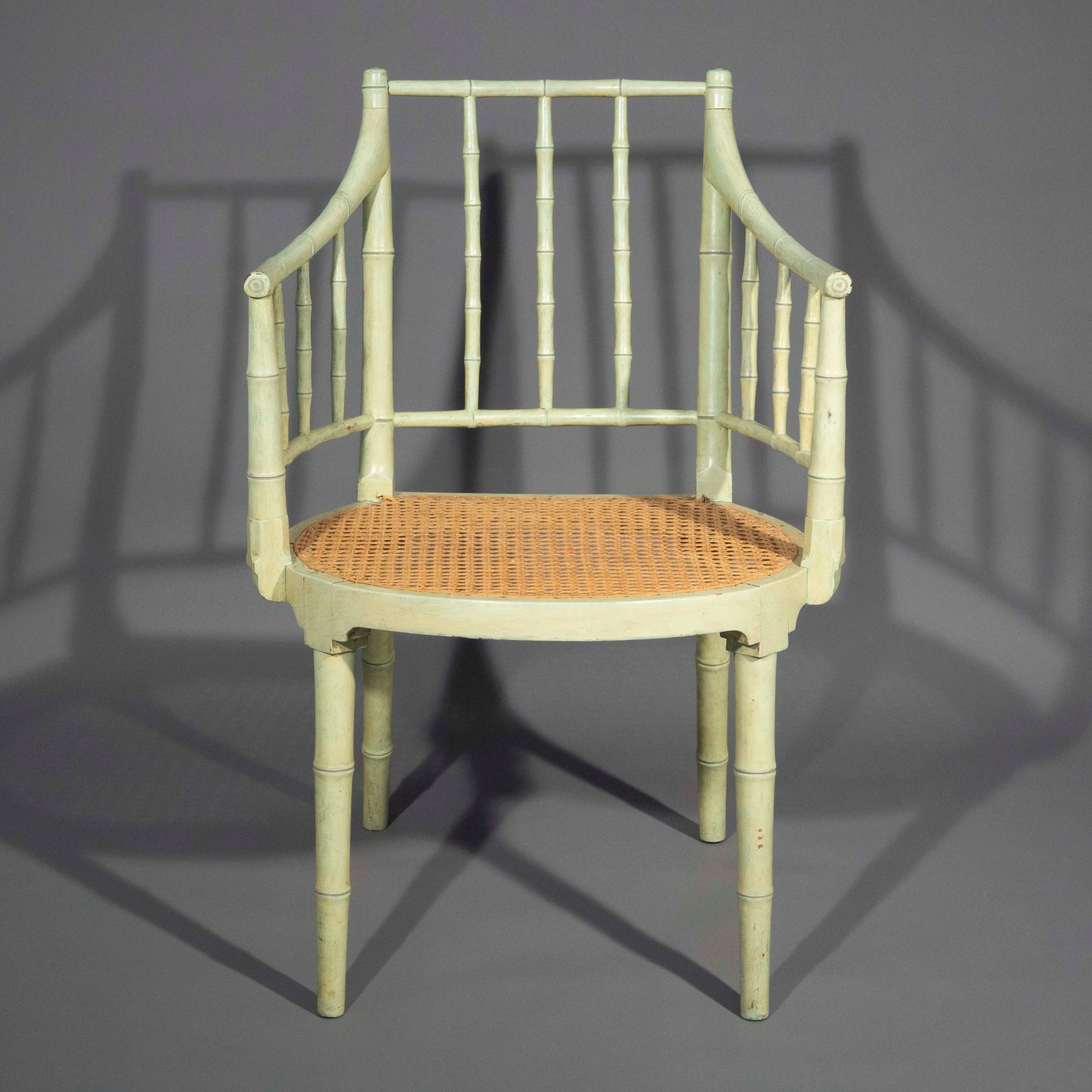 George III Painted Faux Bamboo Armchair