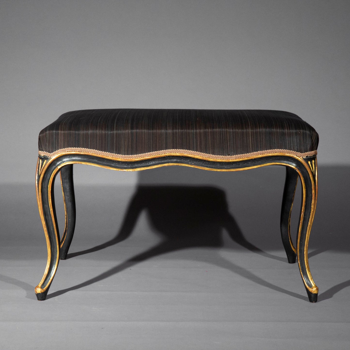 Large 18th Century Black Painted Stool