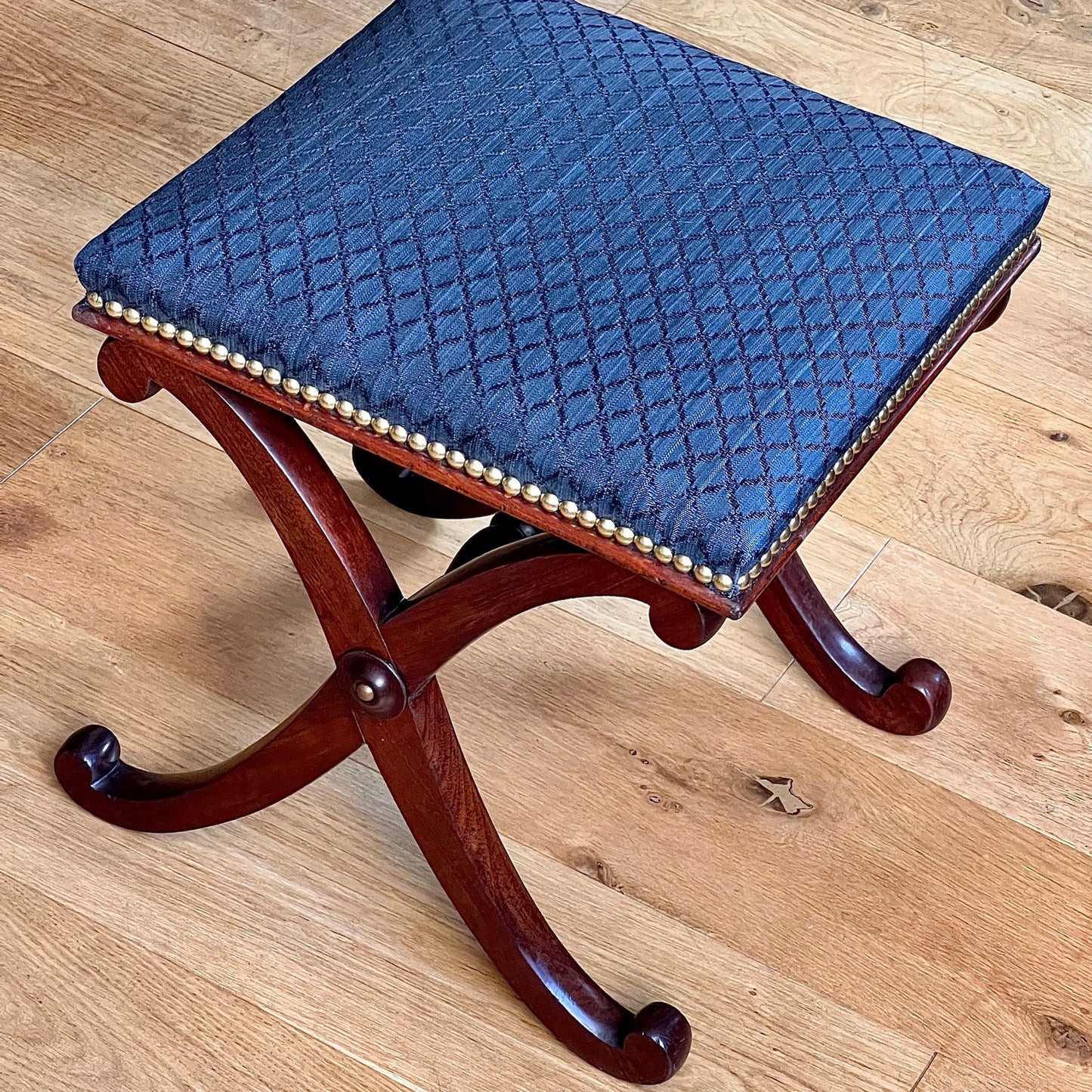 Fine Regency X-Frame Stool in the manner of Gillows