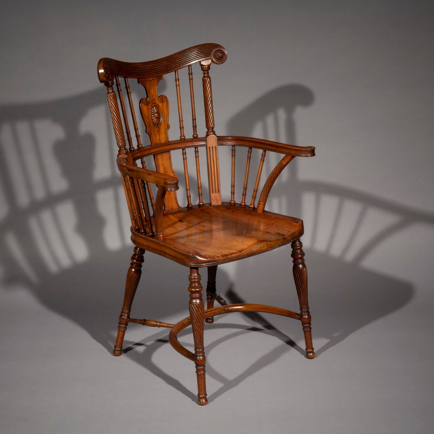 Fine Pair of Arts and Crafts Mahogany Windsor Armchairs