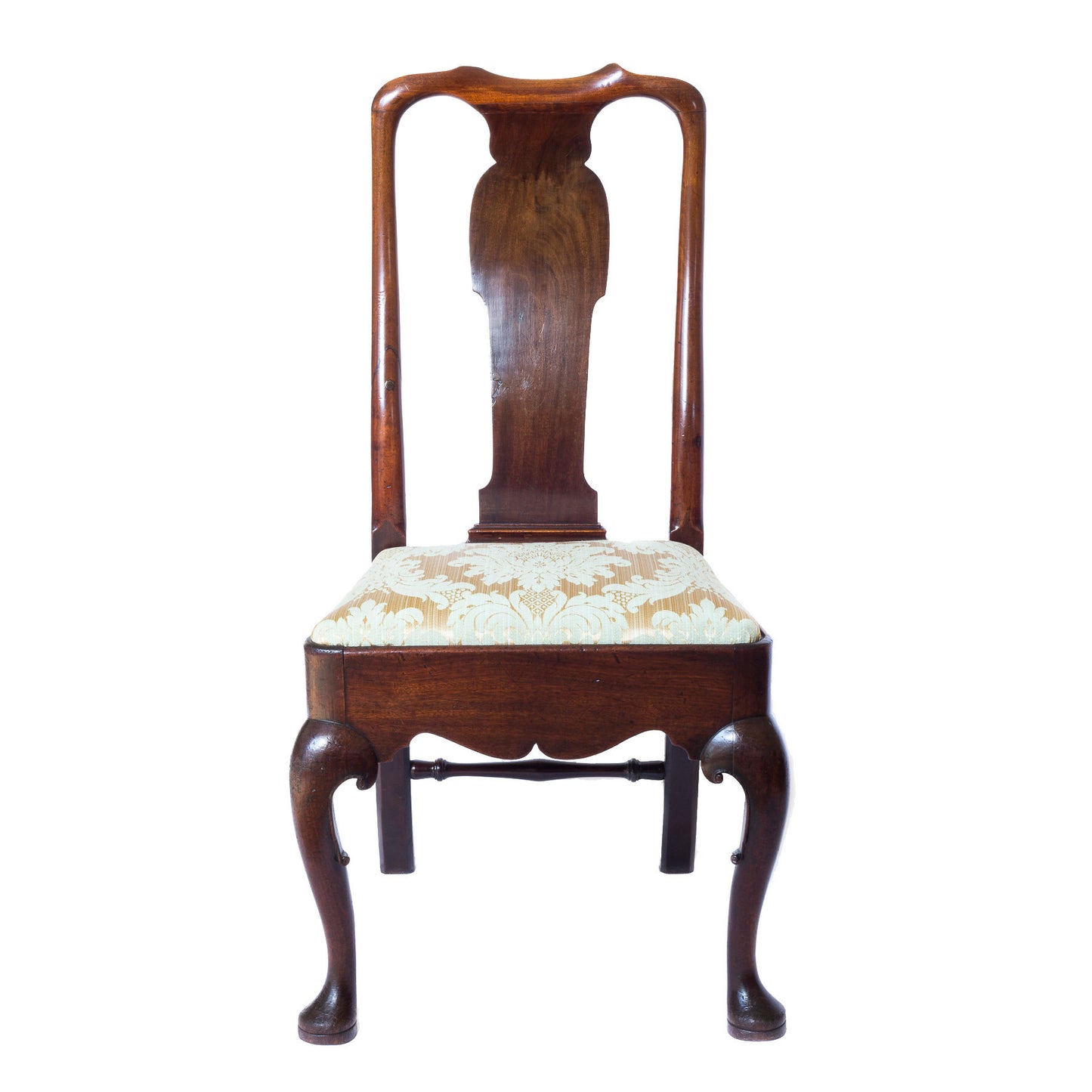 Fine George II Mahogany Chair Covered in Silk