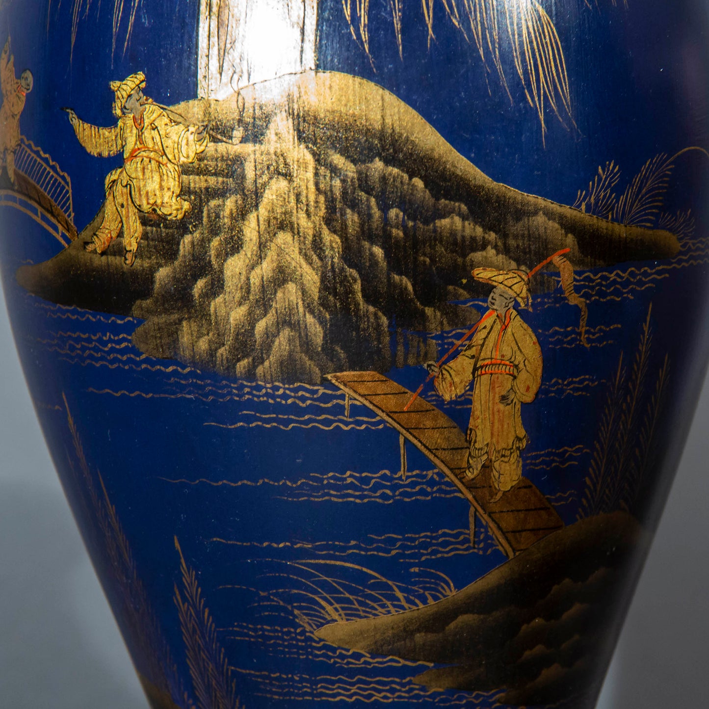 Pair of Blue Chinoiserie Vase Lamps