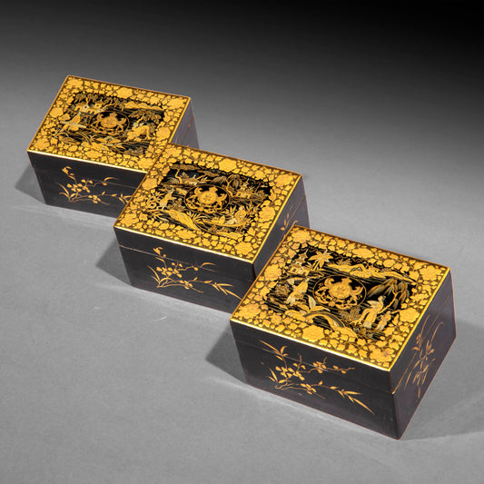 A Set of Chinese Export Armorial Lacquer Boxes