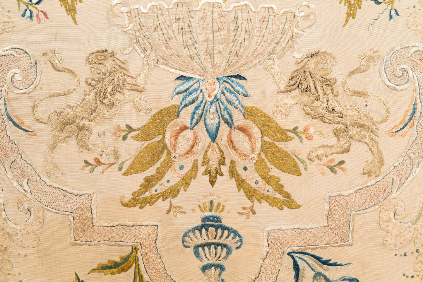 Fine Pair of Large 18th Century Silk Embroidered Panels