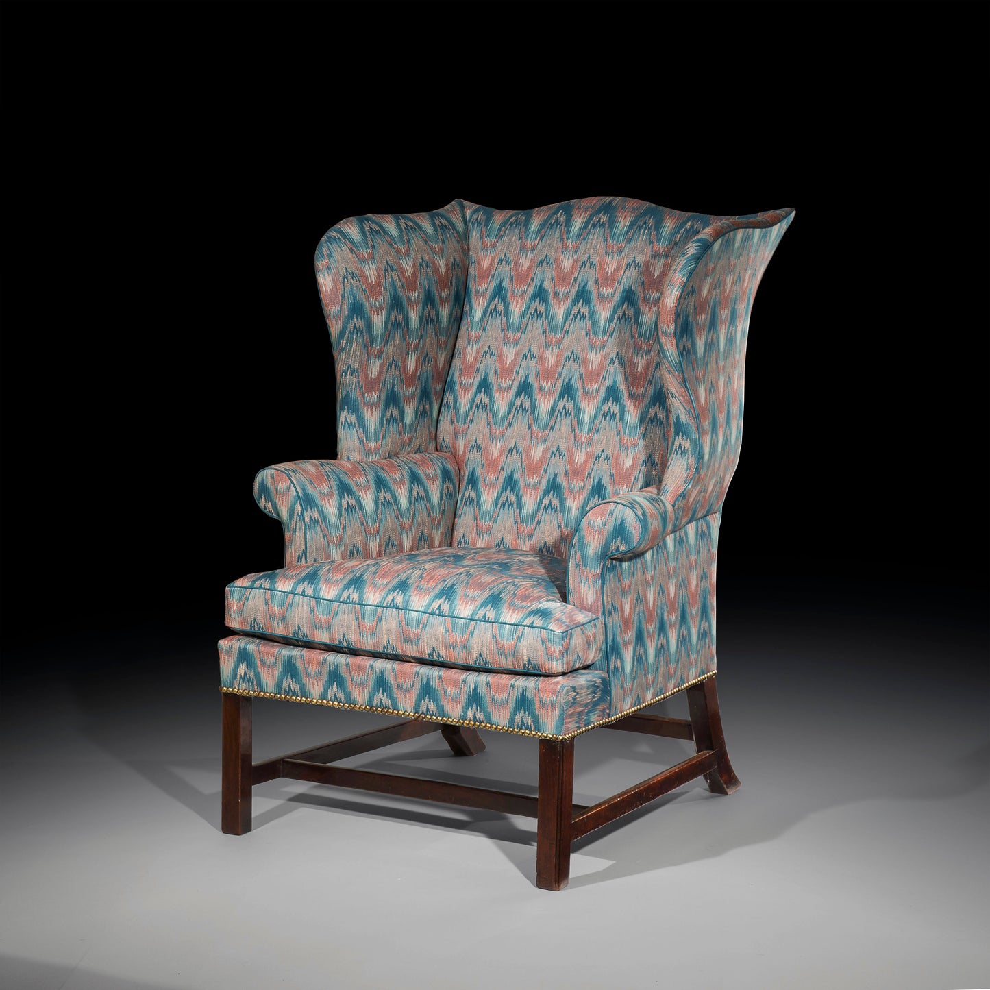 Fine George III Chippendale Mahogany Wing Armchair