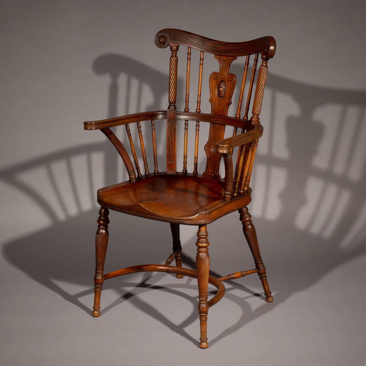 Fine Pair of Arts and Crafts Mahogany Windsor Armchairs