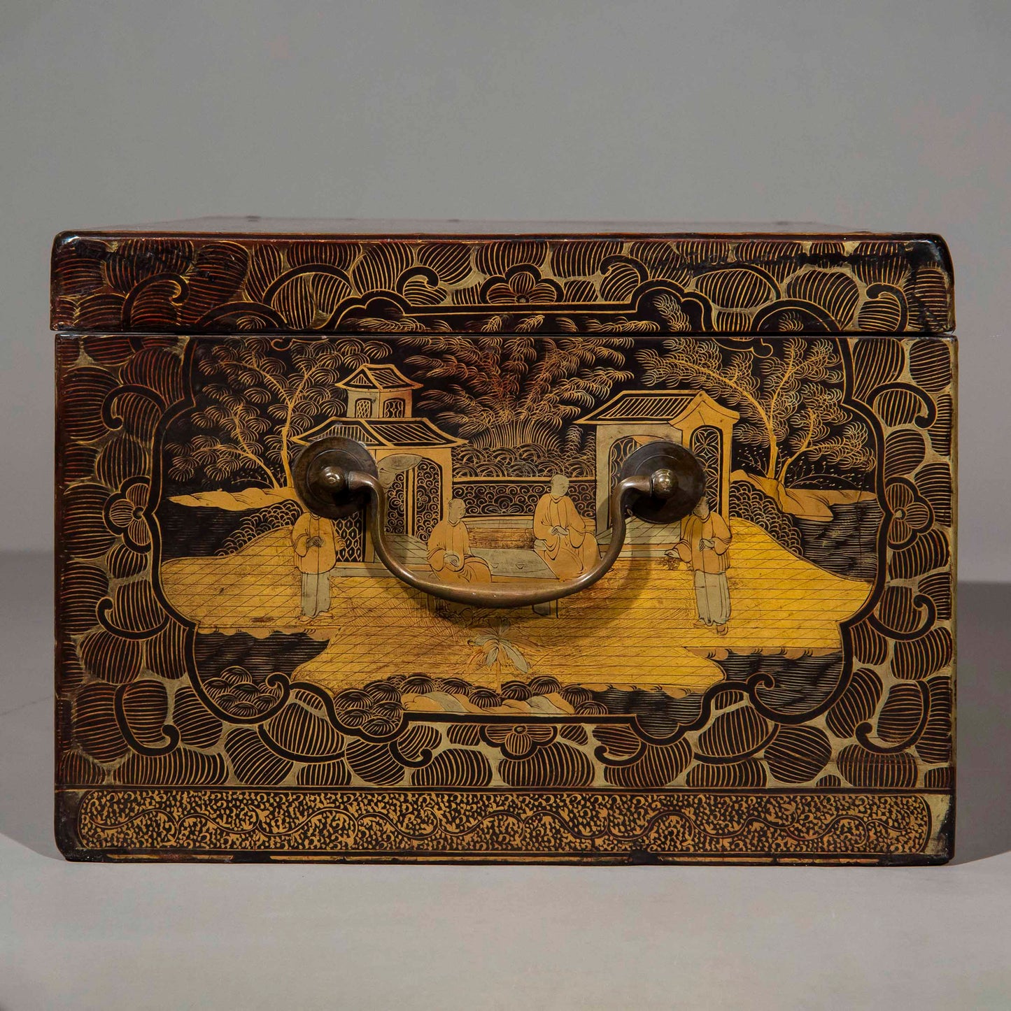 Large 19th Century Chinese Lacquer Box or Tea Chest