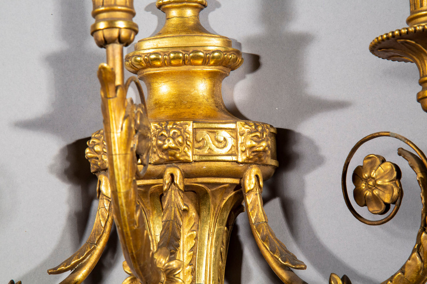 Pair of Robert Adam Style Giltwood Wall Sconces