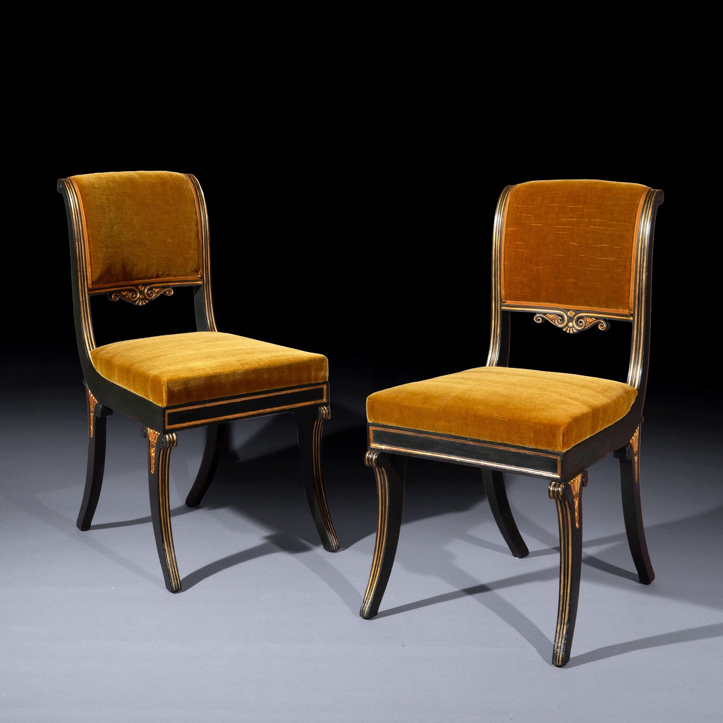Pair of Regency Painted Klismos Chairs