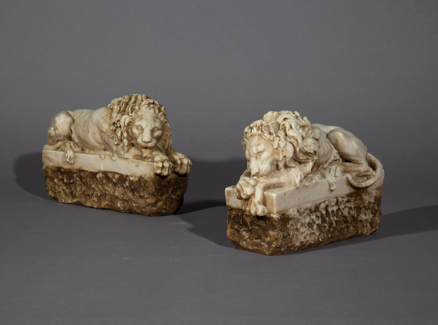 Pair of Canova Lions Sculptures