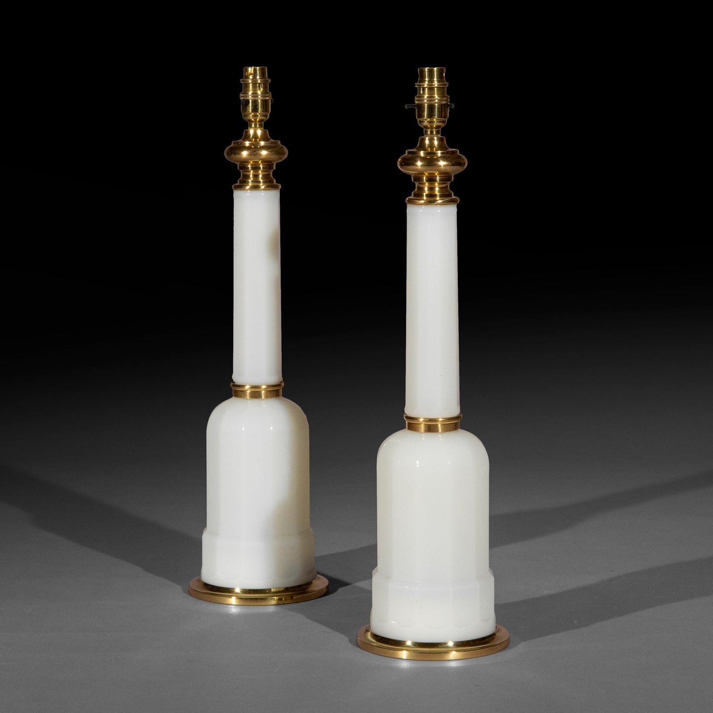 Pair of White Opaline Glass Lamps