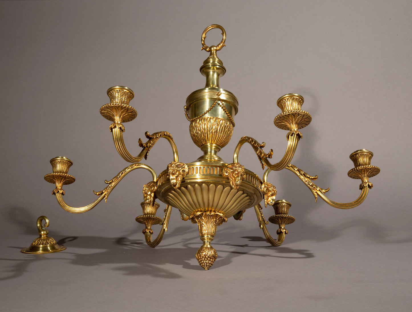 Pair of Robert Adam Style Bronze Chandeliers