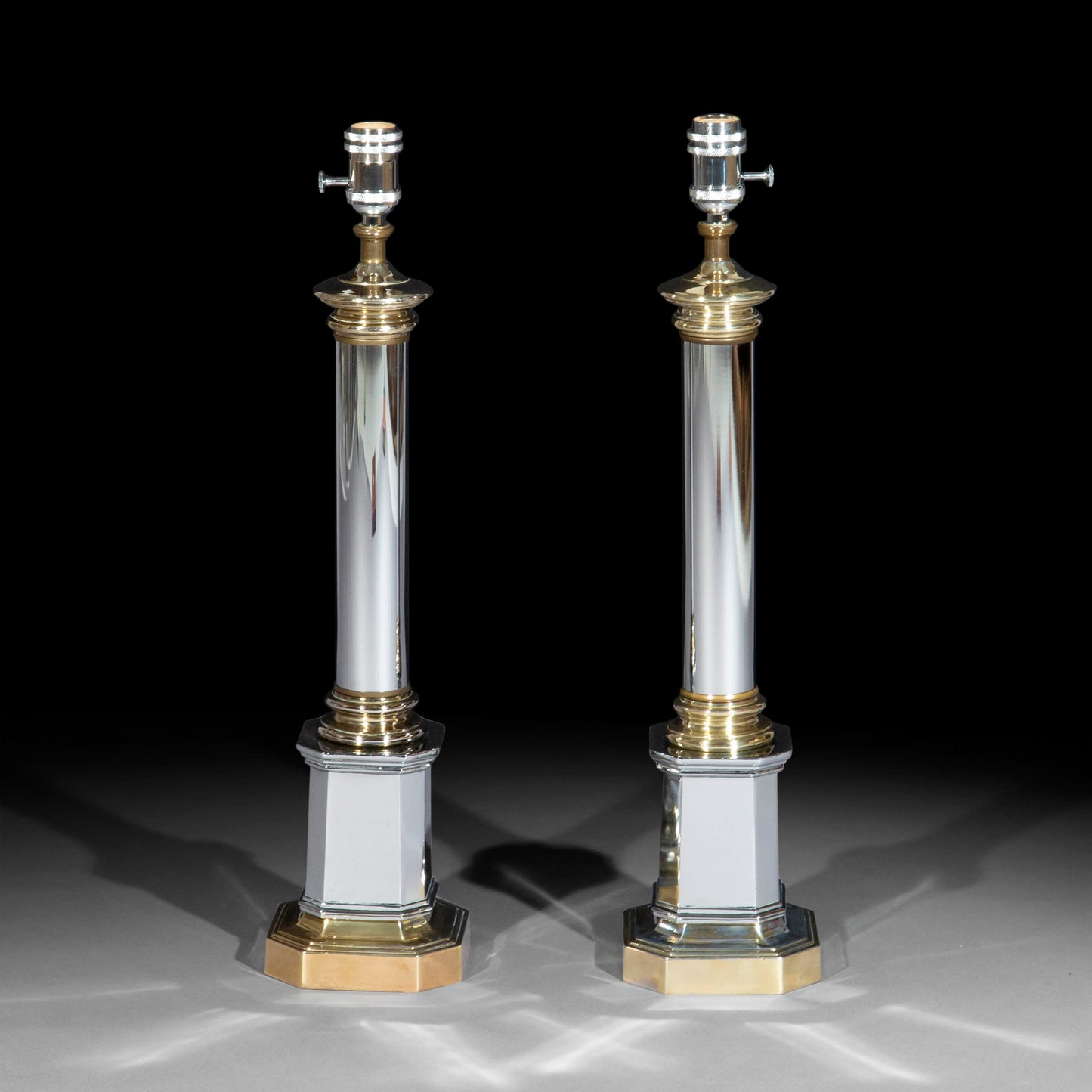Pair of Polished Metal Table Lamps