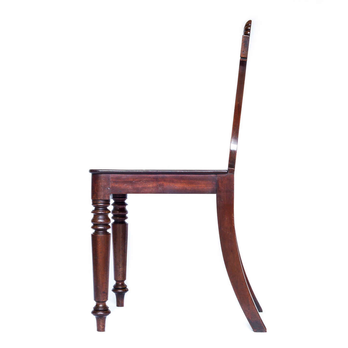 Fine Pair of Regency Figured Mahogany Hall Chairs