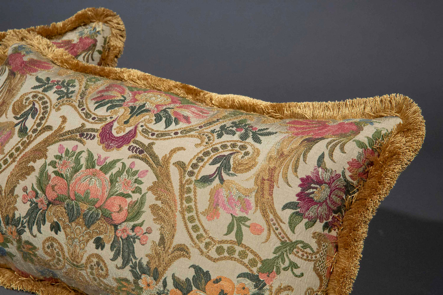 Pair of Antique Silk Brocade Cushions
