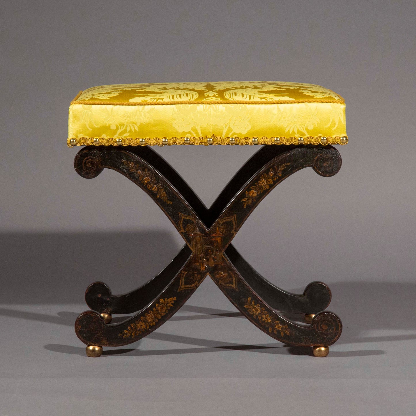 Regency Chinoiserie X-Frame Stool