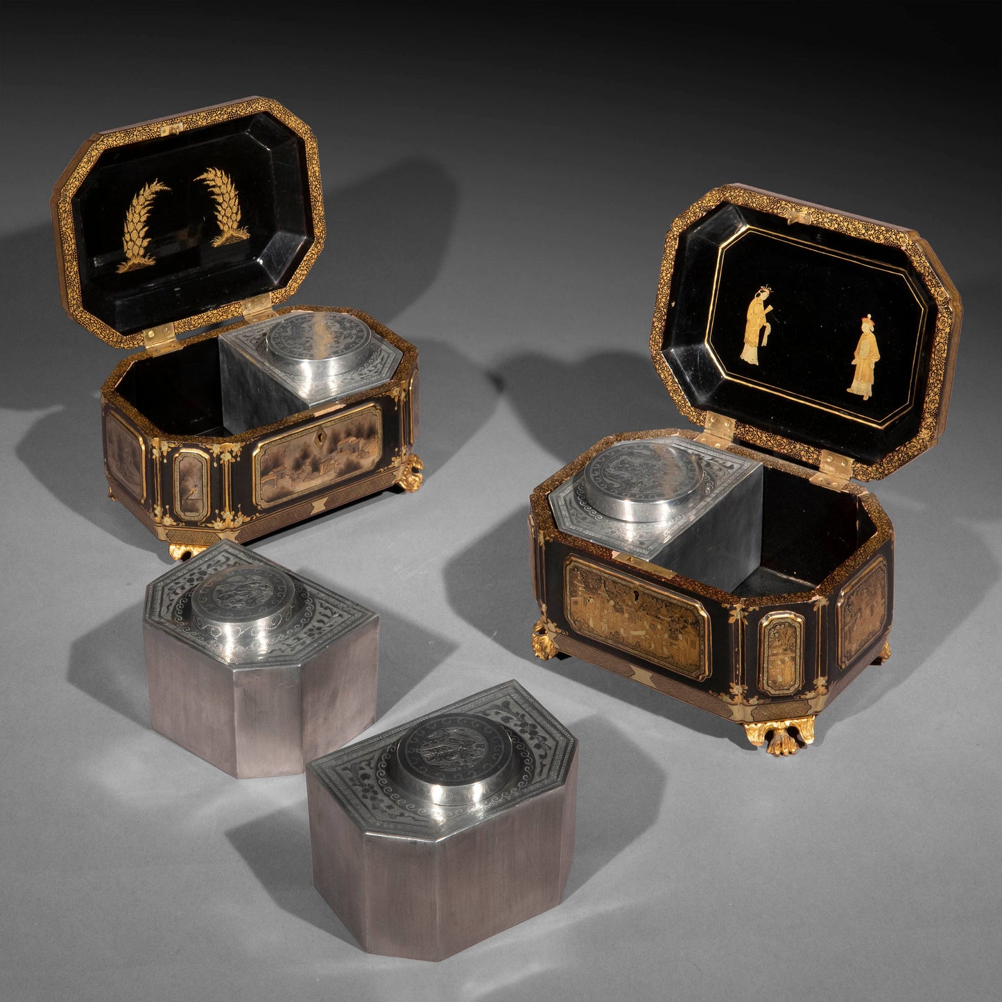 19th Century Chinese Export Lacquer Tea Caddy