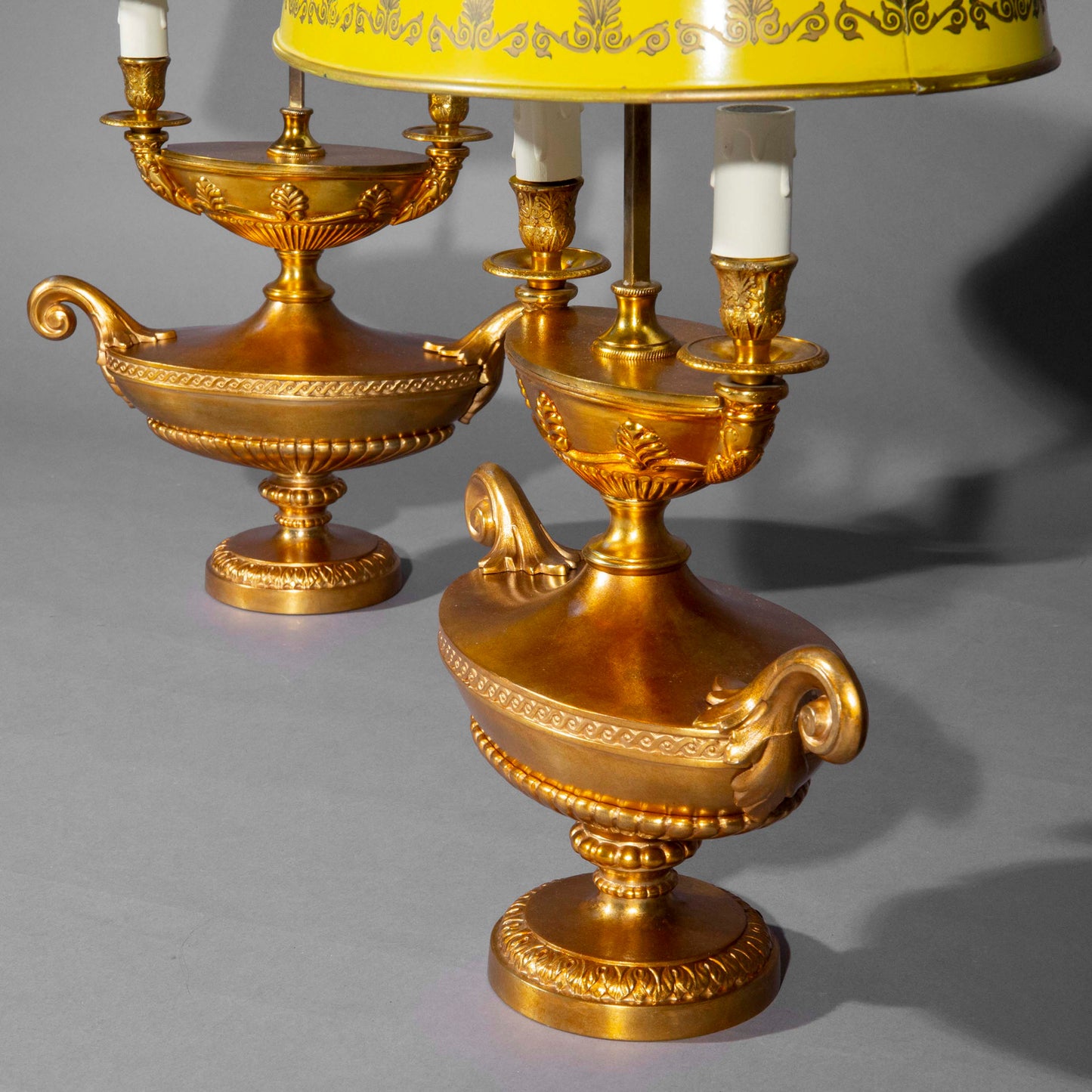 Pair of Lacquered Brass Bouillotte Lamps