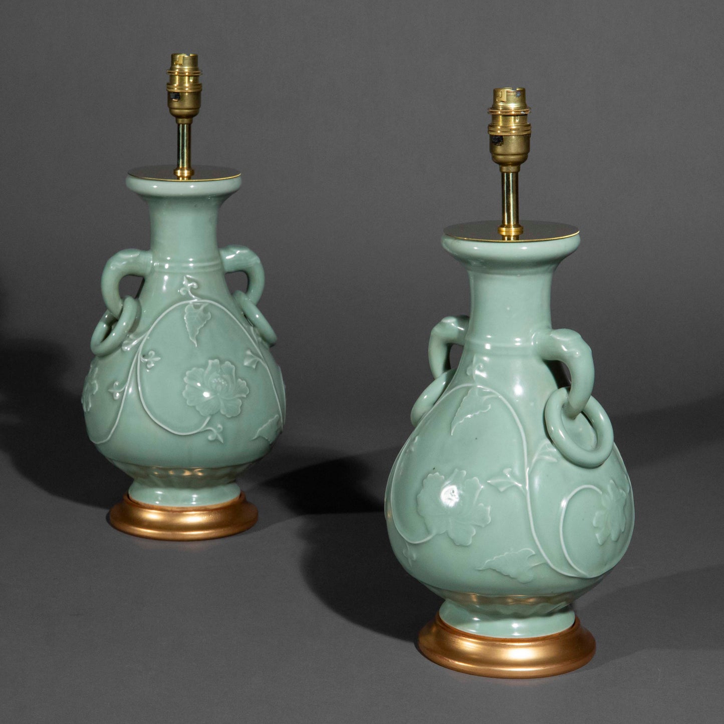 Pair of Chinese Celadon Longquan Vases as Lamps