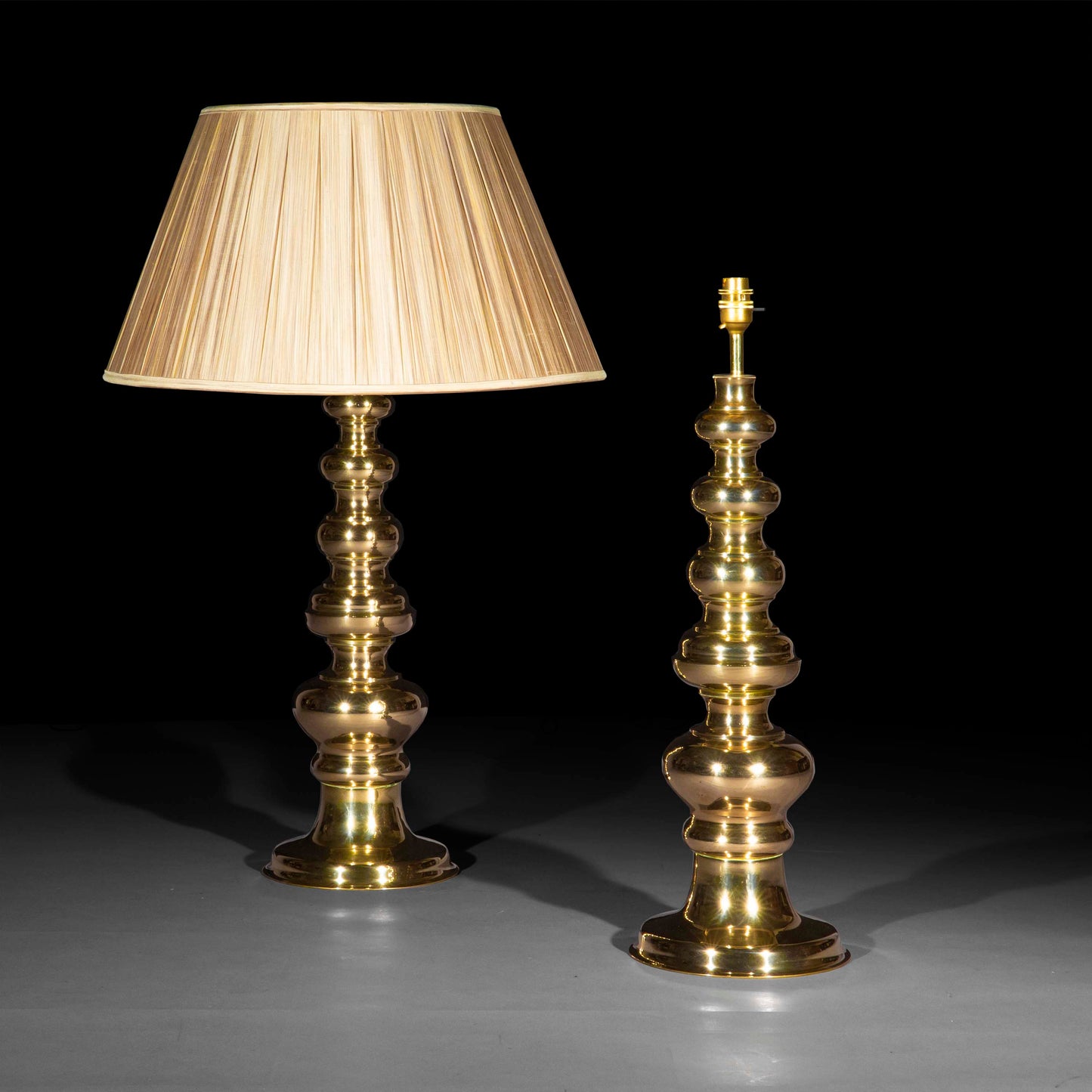 Pair of Large Midcentury Polished Bronze Lamps