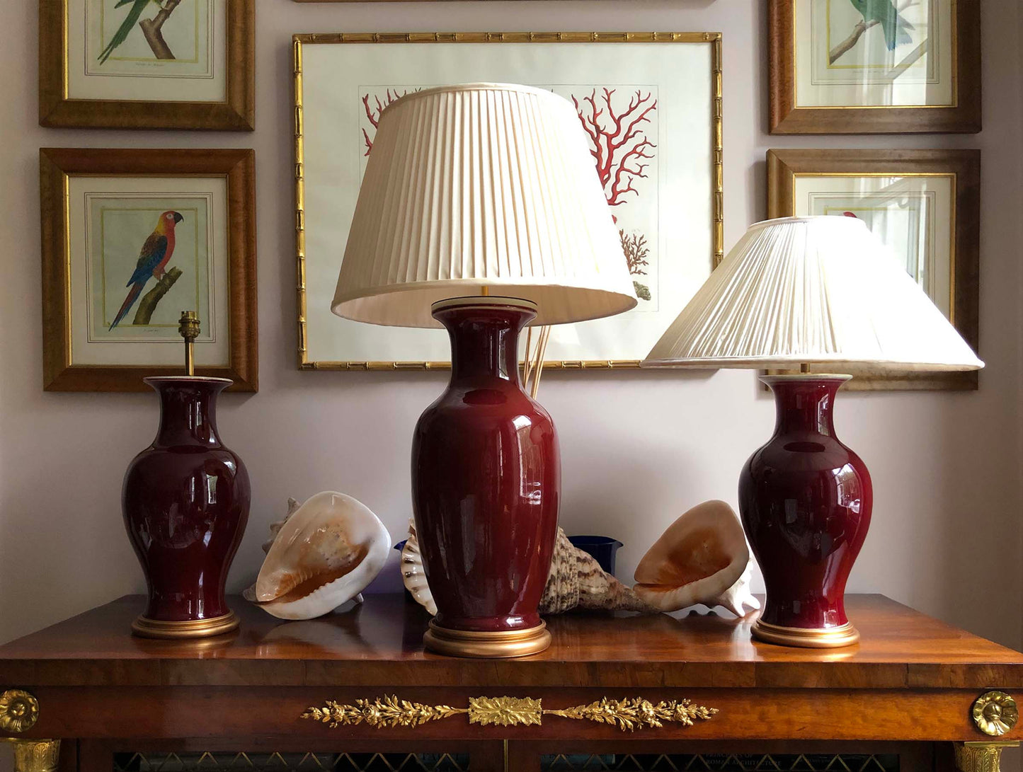 Pair of Chinese Red Glazed Vase Lamps