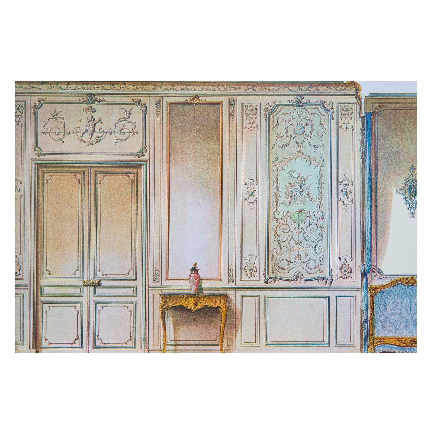 Set of Eight Antique French Interior Decor Prints