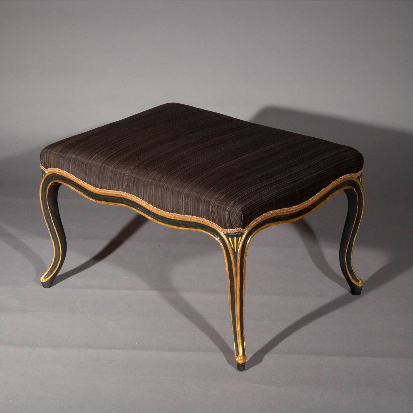 Large 18th Century Black Painted Stool