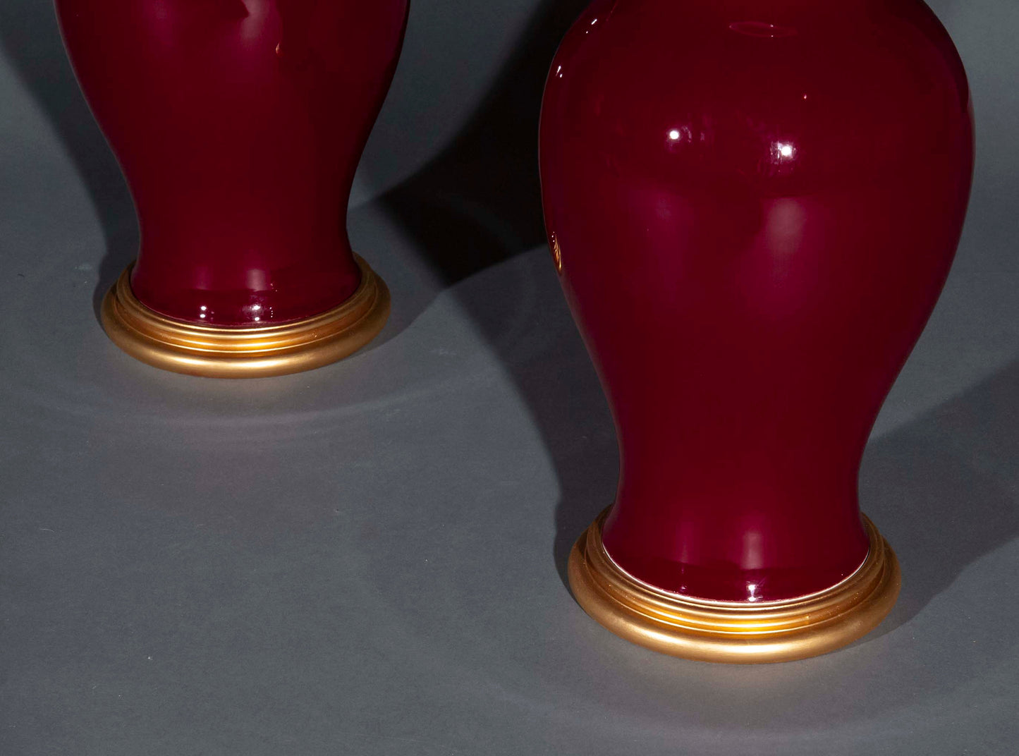 Pair of Chinese Red Glazed Vase Lamps