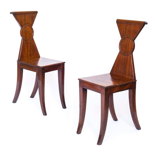 Fine Pair of Regency Hall Chairs, Attributed to Gillows