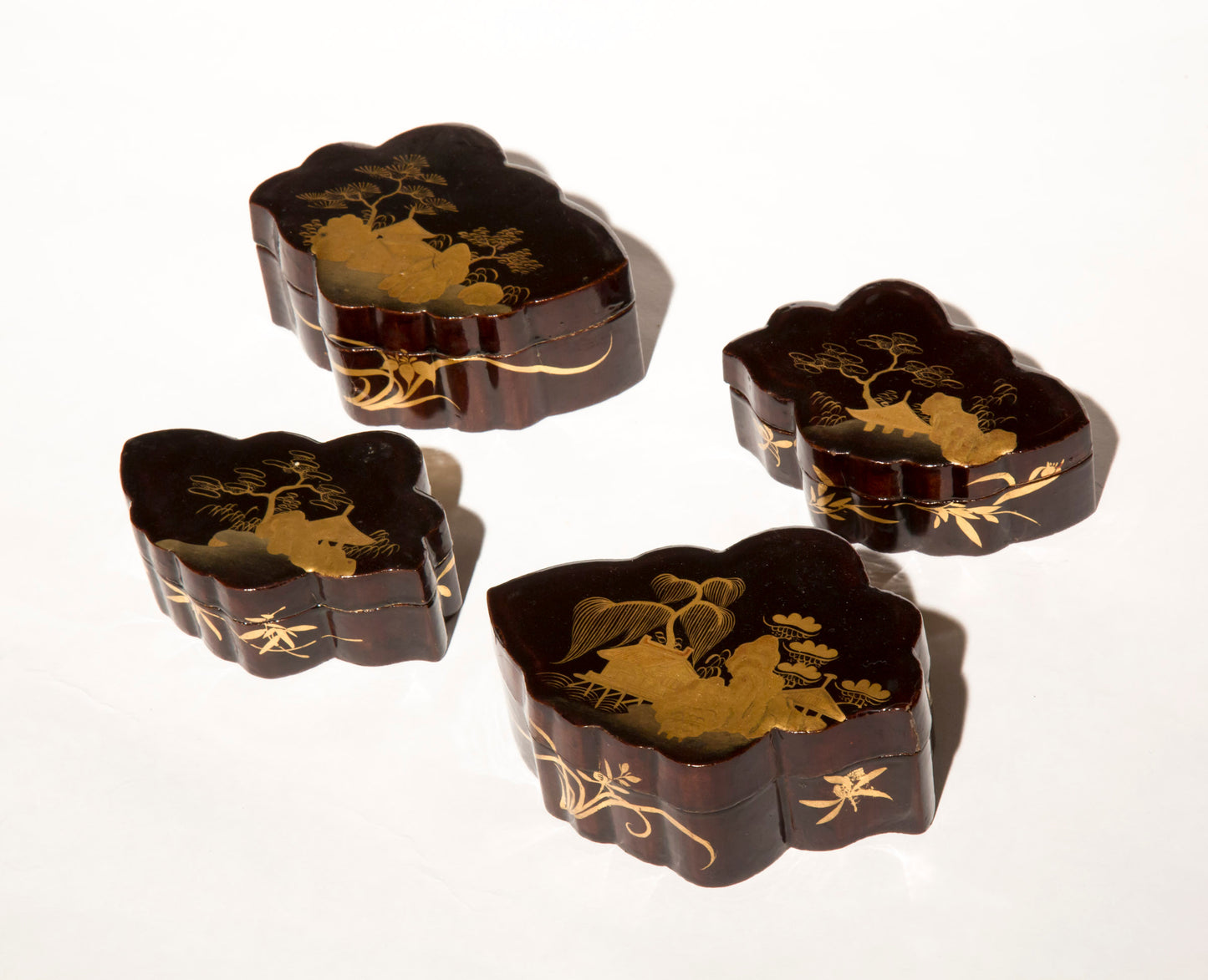 Set of Four Antique Japanese Lacquer Jewellery Boxes