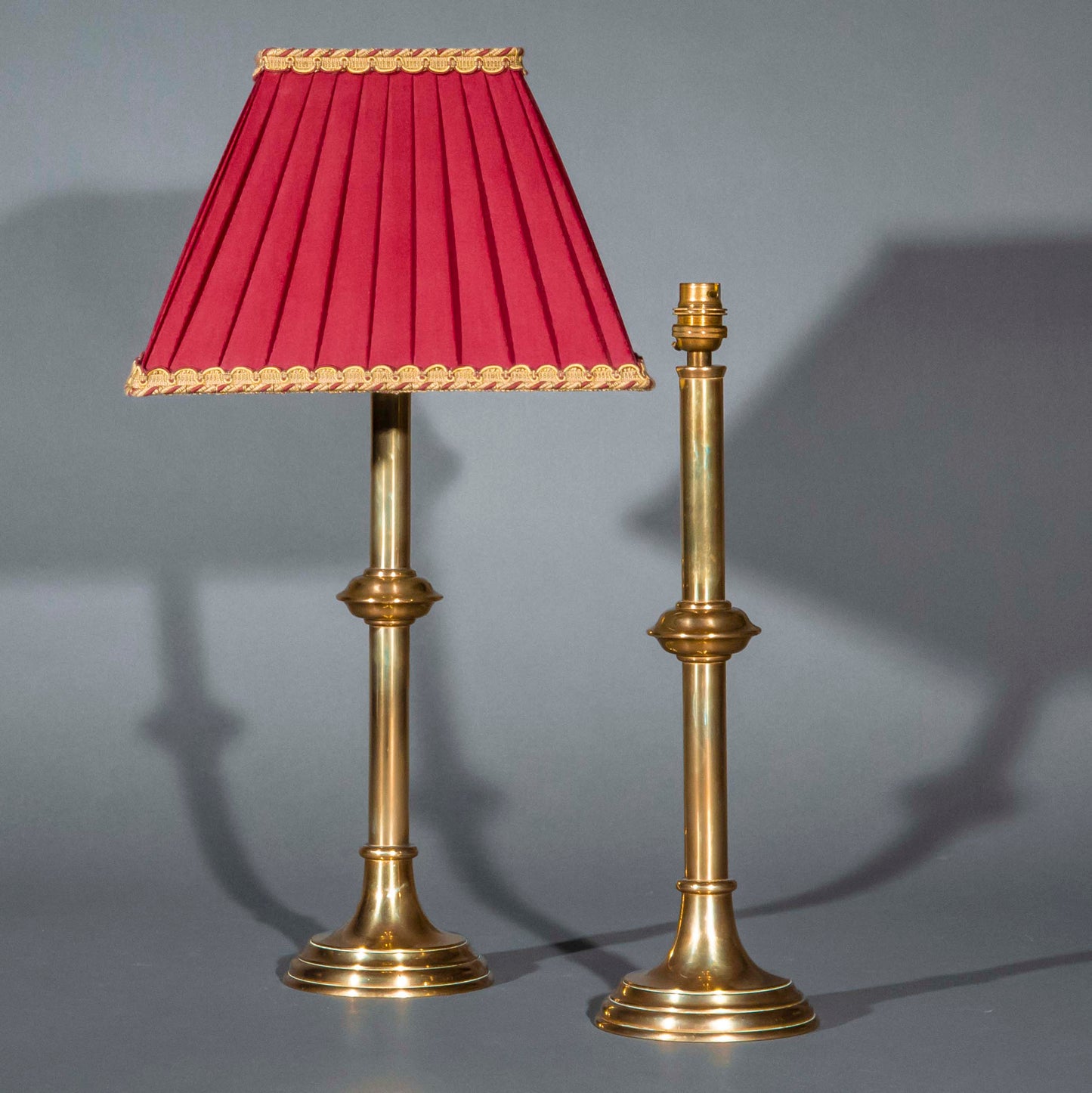 Pair of 19th Century Brass Candlestick Lamps