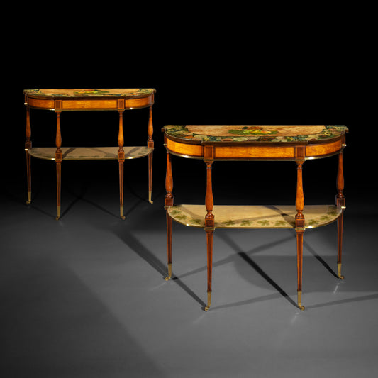 Pair of Satinwood and Painted Pier Tables